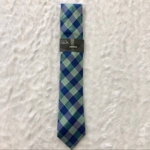 NWT 100% Silk Blue and Green Checkered Tie